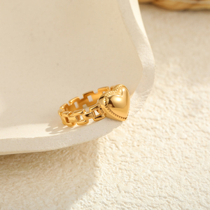 Anelli Trendy con Perle e Zirconi a Forma di Fiore e <span class=keywords><strong>Cuore</strong></span>, Anelli Aperti in Acciaio Inossidabile Placcato Oro per Donne, Gioielli Raffinati da Regalo per Ragazze - Product Image 4