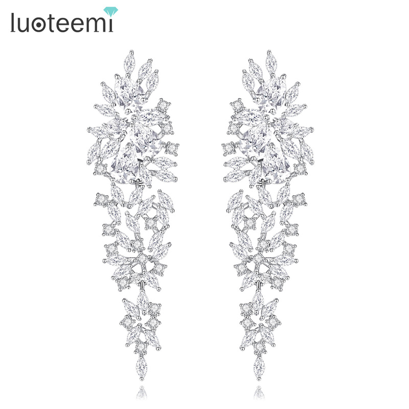 LUOTEEMI Luxury Leaf Shaped Cubic Zirconia