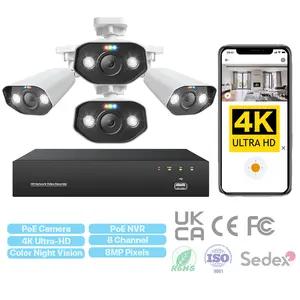 Goedkope Poe 4K Security Ip Camerasysteem Netwerkcamerasysteem Voertuigdetectie Tweeweg Audiobewaking Beveiligingscamerasysteem