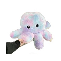 Figurine de pieuvre grande taille, poupée à visage double face réversible, jouet en peluche anti-stress, cadeau d'anniversaire mignon pour filles