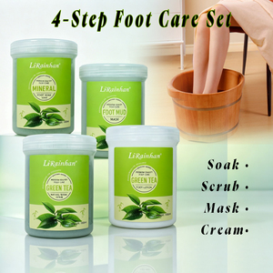 Kit de Cuidado de <span class=keywords><strong>Pies</strong></span> <span class=keywords><strong>para</strong></span> Limpieza Profunda con Exfoliante de Sal Marina, Mascarilla de Lodo y <span class=keywords><strong>Crema</strong></span>: Sistema Profesional de 4 Pasos, 1000ml |   Fabricante OEM - Product Image 1