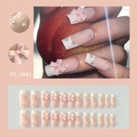 Nouveauté transfrontalière : Faux ongles ABS semi-couvrants français, faits main, style européen et américain, avec nœud simple, amovibles et longue durée