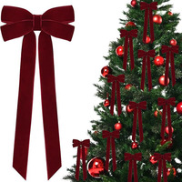 Ornement de Noël en velours rose fait main de haute qualité avec nœud pour fête d'anniversaire, porte, mariage, décoration de vacances