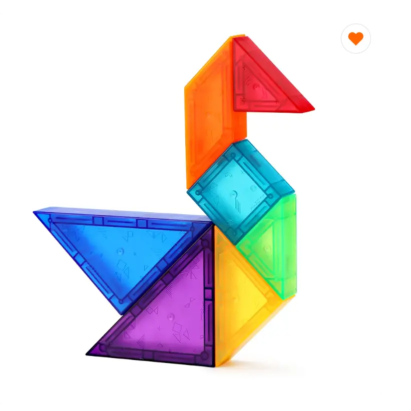 Preschool Education Teaching Aids Intellgence Toy With Cards For Kids Colorful Popular 68pcs Classic Magnetic Tangram Puzzle
