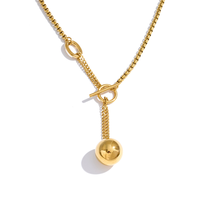 JINYOU 2786 Nouveauté Collier en acier inoxydable plaqué or avec pendentif sphère, collier à maillons, bijoux pour la vente en gros