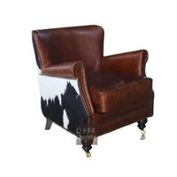 Fauteuil inclinable en cuir véritable de style rétro vintage du milieu du siècle, pour salon, chambre, appartement, salle à manger, salon, canapé d'appoint, maison