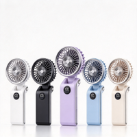 235 °   Ventilateur portable pliable pour le cou, 5 vitesses, écran LED, 10h d'autonomie, couleurs personnalisables, idéal pour la maison, le bureau, les voyages, les activités de plein air et les cadeaux