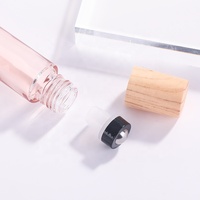 Flacon de stockage en verre givré rose rechargeable de 10 ml, 30 ml, 50 ml, 60 ml pour parfum, tonique, huile essentielle, gouttes pour les yeux, avec bouchon en bois