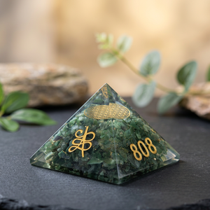 Green Crystal Pyramid <b>Ornament</b> Gold Pattern Decorative <b>Stone</b> Craft Desktop Gift - Product Image 5