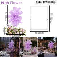 All-weather performance gigantische tule garen bloemenset waterdicht grote zijden mousseline bloemen voor trouwlocatie commerciële etalage