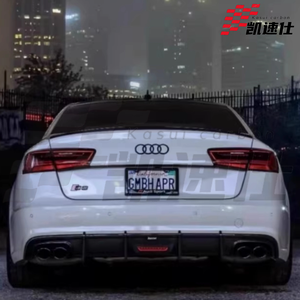 Diffuseur arrière en fibre de carbone de style KB avec lumière, lèvre de pare-chocs arrière pour <span class=keywords><strong>Audi</strong></span> A6 S6 C7.5 2016-2018, lèvre de pare-chocs arrière avec LED - Product Image 5