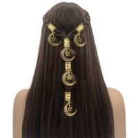 Ensemble de 5 bijoux pour cheveux en or, pendentifs tresses, étoiles, lunes et croissants, accessoires pour dreadlocks