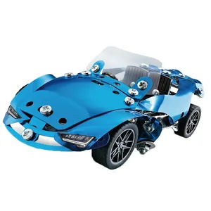Mainan mobil balap Puzzle logam, mainan mobil balap blok bangunan logam kreatif 3d untuk anak-anak 208 buah