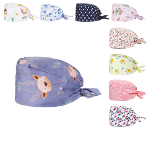 Gorro Quirúrgico Estampado de Algodón con Botones para Doctoras, Ajustable con Cordones para Cabello Largo, Accesorios de Belleza y Hospitalarios para Mujer - Product Image 1