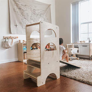 <span class=keywords><strong>Tour</strong></span> de jeu d'escalade en bois avec toboggan et tableau noir <span class=keywords><strong>tour</strong></span> d'apprentissage escabeau aide de cuisine - Product Image 5