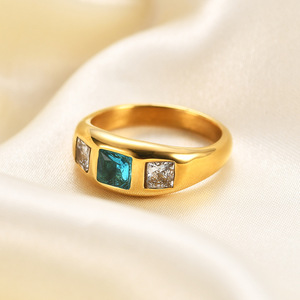 Zhongzhe Kim Cương Màu Đỏ Của Phụ Nữ Nhẫn 316L Thép Không Gỉ signet Nhẫn Cho Phụ Nữ Đảng Engagement Trang Sức Nữ Bán Buôn Nhẫn - Product Image 3