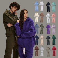 Fabricant Oversize Hoodie Set Heavy Weight Thick Logo personnalisé Streetwear 350 Gsm Heavyweight Boxy Cropped Hoodie Hommes