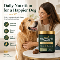 Probiotiques pour chiens à haute puissance, 1 milliard d'UFC, multivitamines sous forme de bouchées molles, 23-en-1, soutien pour l'équilibre digestif, la concentration et la vitalité