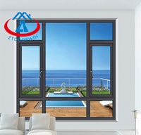 ZHTDOORS Ventana de vidrio abatible de aluminio eléctrico inteligente de alta tecnología con división sin rejilla