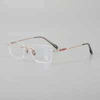 Lunettes de vue exquises sans monture en bois de santal et titane, montures rondes rétro, légères, unisexe