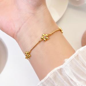 Minimalist Jewelry Trendy <b>Bracelet</b> 18K Gold Plated Shiny CZ Stone Daisy Flower <b>Bracelets</b> for <b>Women</b> - Product Image 5