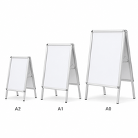 Support de signalisation autoportant en aluminium argenté, résistant aux intempéries et à la rouille, à ouverture rapide, double face, pliable, pour affiches A0, A1, A2