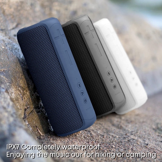 Portable TWS Stereo Bluetooth Speaker with Strong Bass, IPX7 Waterproof, 10H Playtime, EQ & MIC, Support BT/TF/AUX for Outdoor