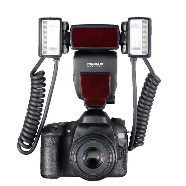 YONGNUO YN-24EX Macro Ring Flash Speedlite With 2 Flash Head 4 Adapter Rings for Canon 5D Mark II 5D Mark III 6D 7D