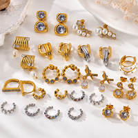 JUSNOVA Vente en gros de boucles d'oreilles en acier inoxydable, ensemble de boucles d'oreilles pendantes en or PVD 18 carats pour femmes, vente directe d'usine