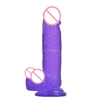 SacKnove - Dildo de Cristal de Gelatina con Ventosa de 7 Pulgadas, Tamaño M, Regalos Novedosos para Adultos, Juguetes Sexuales para Mujeres Principiantes