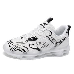 Chaussures de sport pour hommes, toutes saisons, athlétiques, coupe basse, design élégant à lacets, doublure en tissu respirant, couleur unie, antidérapantes - Product Image 1