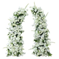 Rangkaian Bunga Sutra Mawar Hydrangea Putih Gading untuk Dekorasi Latar Belakang Panggung Pernikahan
