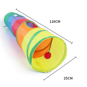 <span class=keywords><strong>Tube</strong></span> de tunnel pour chat de couleur arc-en-ciel avec balle de jeu Nouveau design de tente pliante interactive froissée pour chats - Product Image 2