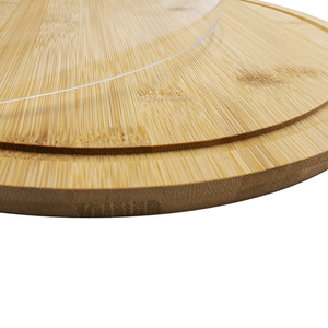 Tagliere Rotondo in Bambù 28 Cm con Coperchio Trasparente per Uso in Cucina - Product Image 4