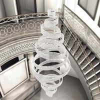 Lustre LED en cristal en forme d'anneau pour hall d'hôtel, villa, escalier, décoration de maison moderne de luxe personnalisée