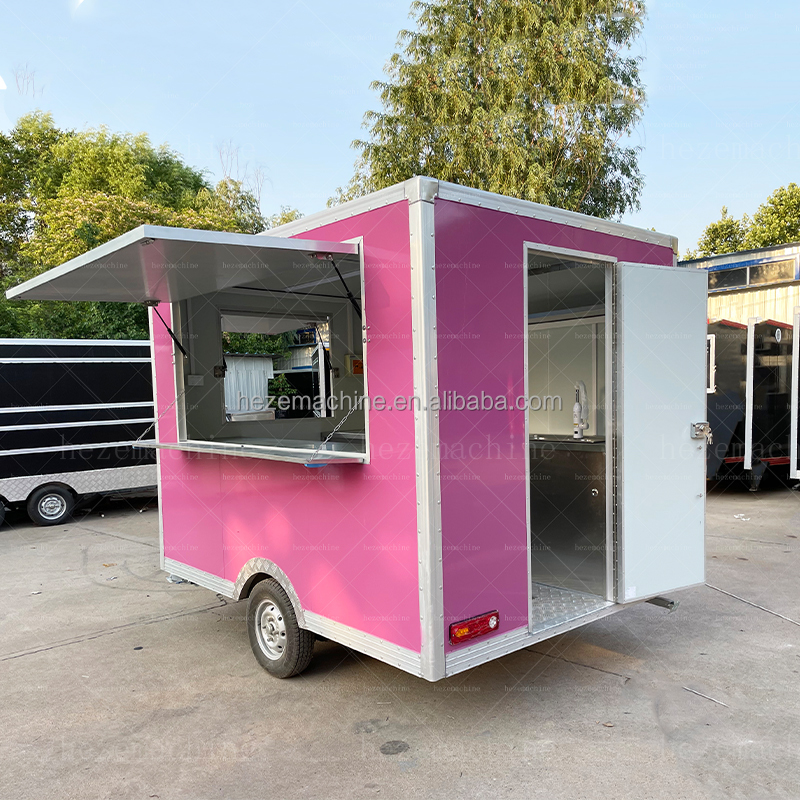 Customized food truck rolling cart fast food machine snow cone trailer food cart cooking trailer hamburger carts