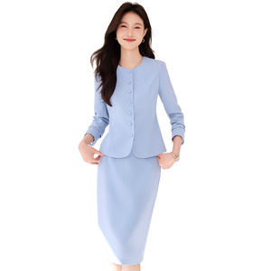 Traje de Mujer de Estilo Personalizado o con Logotipo ODM, Elegante Blazer y Falda de Dos Piezas, Trajes de Un Solo Botón para Trabajo - Product Image 5