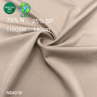 Tissu jersey double face brossé en maille tricotée GRS OEKO-TEX 100 recyclé 75 % nylon 25 % élasthanne 110 g/m² 140 cm pour sous-vêtements