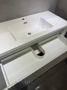 Pia de Mármore Moderna para Hotel, Montada na Parede, Feita à Mão, Personalizável, Acabamento Polido, Lavabo Comercial, Fácil de Limpar - Product Image 2