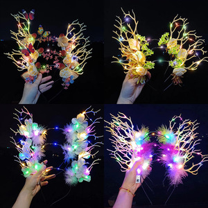 Diademas de cuernos de ciervo, tocados de hadas de flores para fiestas de <span class=keywords><strong>Halloween</strong></span>, juguetes luminosos para puestos callejeros y mercados nocturnos - Product Image 3