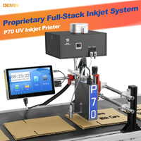 Printer Inkjet UV Karakter Besar Layar Sentuh Semi-Otomatis New Demin P70 Piezoelektrik Mencetak Karton Kertas Kraft Komposit