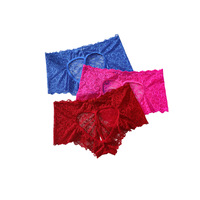 Culotte taille moyenne en dentelle motif cœur pour femme, en jacquard dobby tricoté, nylon et coton, ajourée, antibactérienne, respirante, modèle string