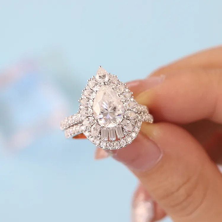 Eşleştirme düğün yüzüğü setleri 10k/14K/18k altın VVS Moissanite elmas güzel takı kadınlar için özelleştirmek hoş geldiniz