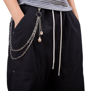 จี้เปลือกหอยธีมมหาสมุทร โซ่คล้องกางเกงโลหะหลายชั้น สไตล์พังก์ลำลองสำหรับทุกเพศ โซ่คาดเอวโลหะผสมสังกะสี - Product Image 2