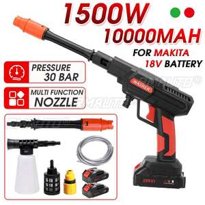 Nettoyeur haute pression sans fil 1500W 30 bars, pistolet à eau, buse de lavage de voiture, machine de nettoyage pour batterie Makita 18V - Product Image 1