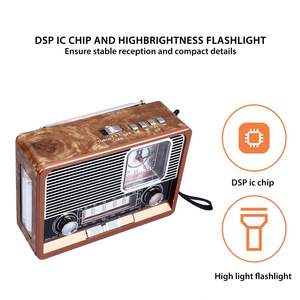 Retro Wooden Desktop Clock AM FM SW Full Band Radio Rechargeable <b>USB</b> TF Card Elder Home Broadcast Audio Receiver - Product Image 3