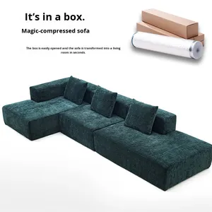 Combinaison modulaire de canapé compressé Compression d'éponge complète Sofa de salon <span class=keywords><strong>en</strong></span> tissu de velours côtelé Meubles compressés - Product Image 2