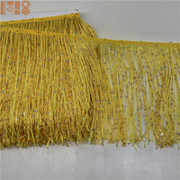 Frange à paillettes de 20 cm en polyester, garniture douce pour vêtements, accessoires de danse, décoration de jupes et robes, dentelle scintillante