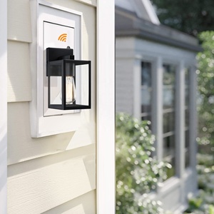 포토 센서 블랙 야외 랜턴 벽 조명 투명 유리 방수 농가 벽 마운트 램프 집 베란다 안뜰 차고 - Product Image 3