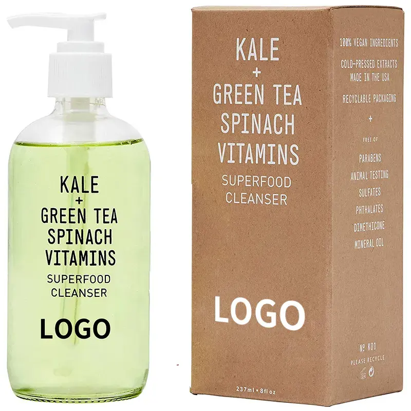 Skin care set green tea gentle organic vitamin c vegan hydrating private label oil face cleanser gel face wash facial cleanser